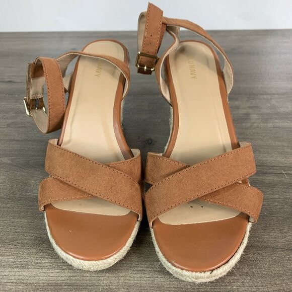 Old Navy Women's Espadrille Platform Sandals Size 9 Caramel Ankle Strap Wedge - Picture 4 of 10